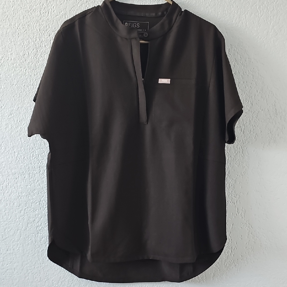 Figs Women's Black Casual Button Down Shirt